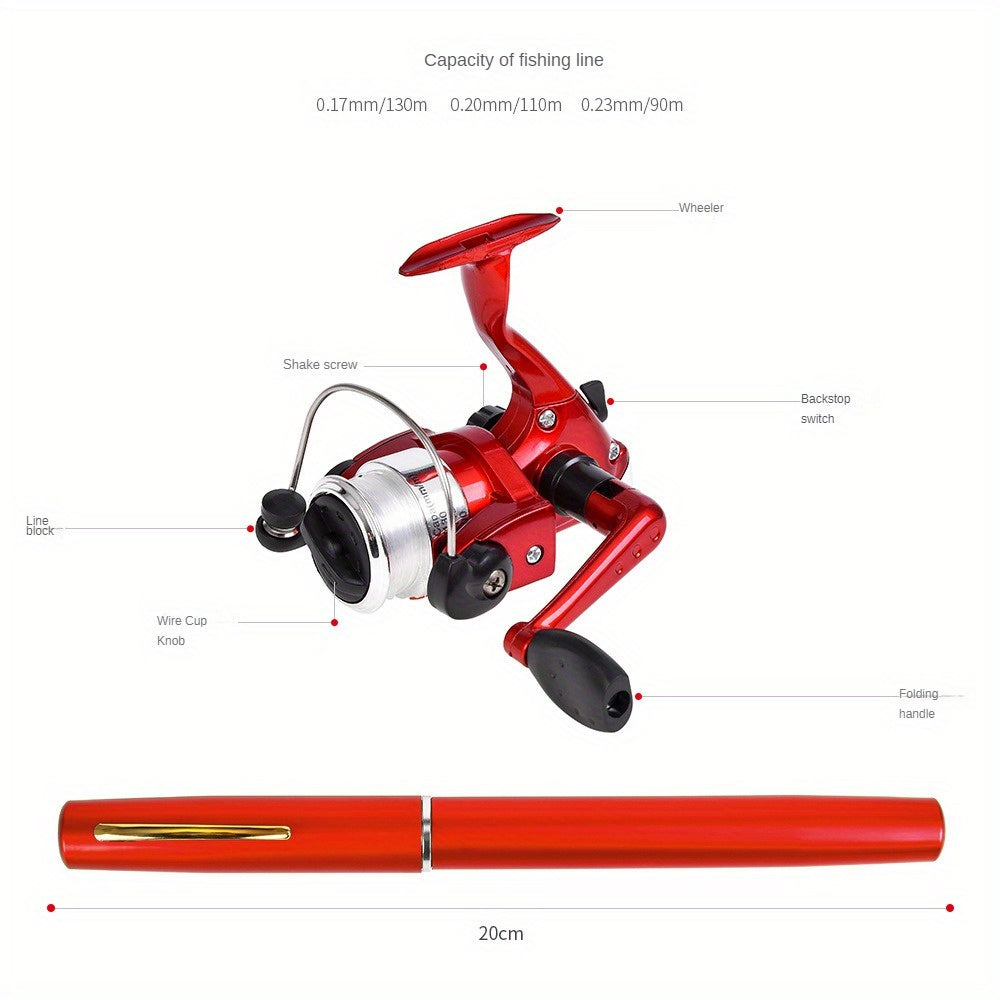 2-Pack Pocket-Sized Fishing Rod & Reel Combos | 26cm Pen-Style | Multi-Environment