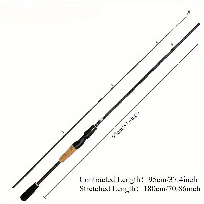 70.9" Wood Handle Carbon Lure Rod | M-Power | 2-Piece | All-Waters